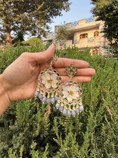 Elegant gray mirror jhumkas