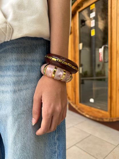 Pink Wooden acrylic bracelet stack