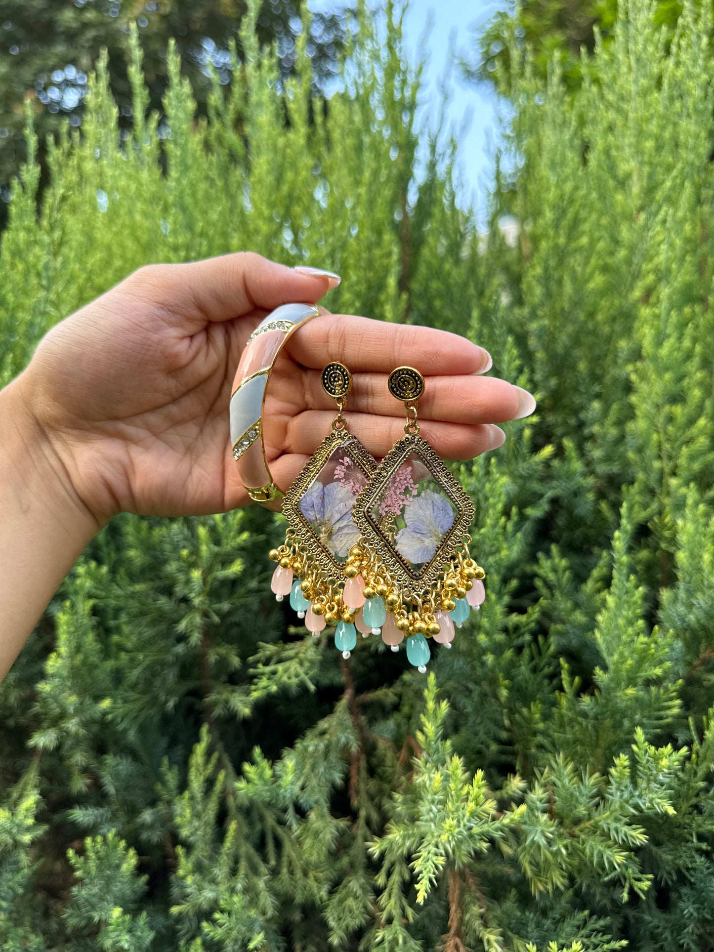 Pastel sky jhumka & bangle set