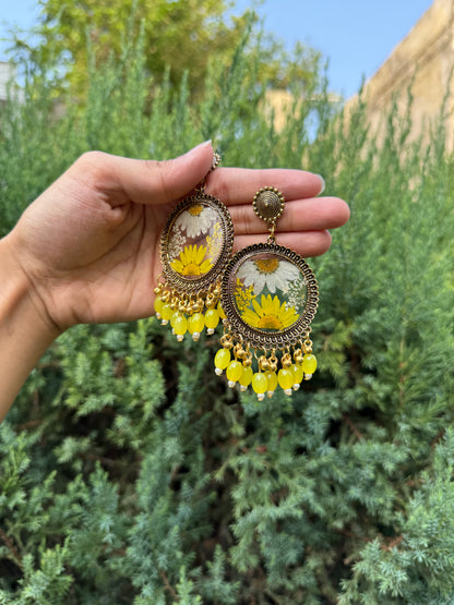 Yellow daisy jhumkas
