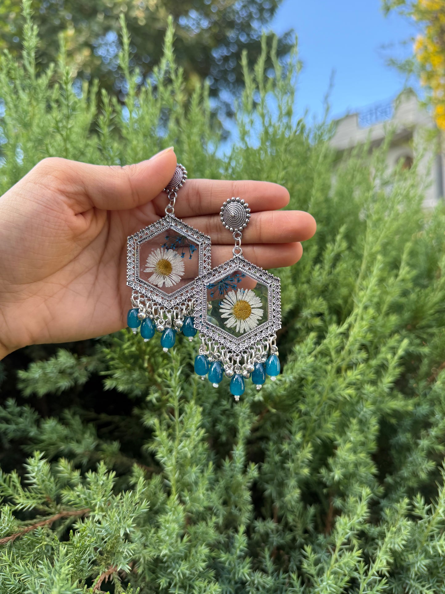 Prettiest blue aster Jhumka