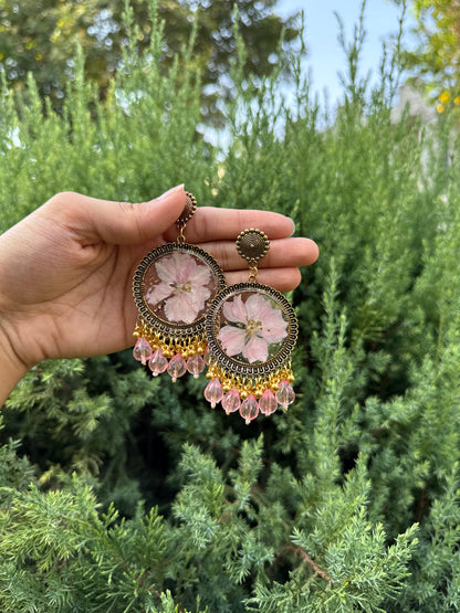 Pink larkspur Jhumka