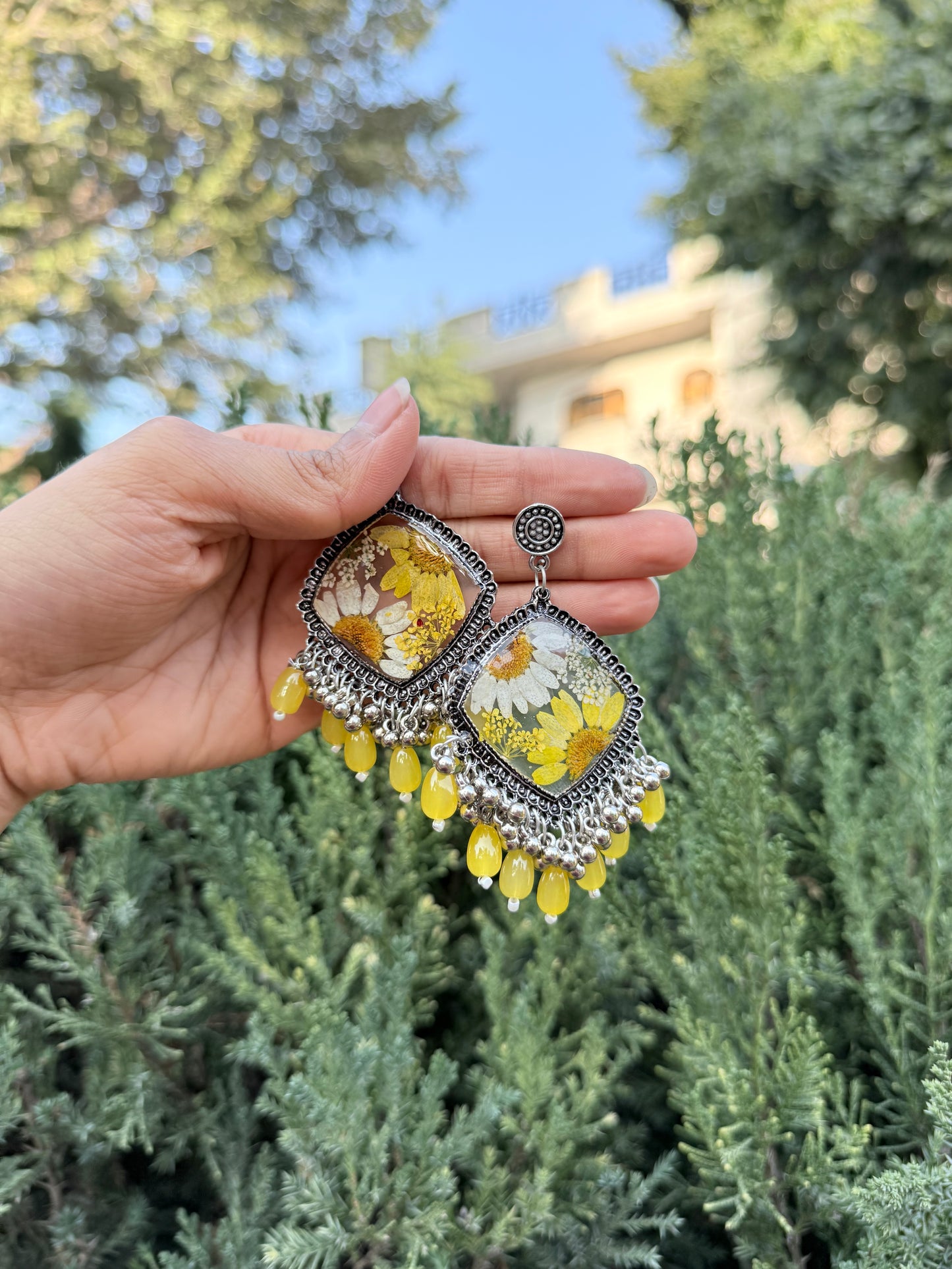 Royal yellow daisy jhumka