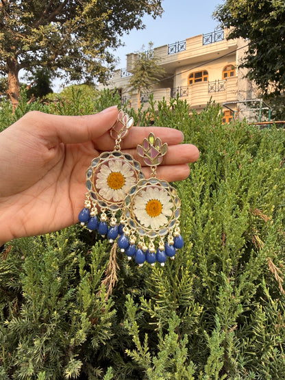 Elegant blue mirror jhumka