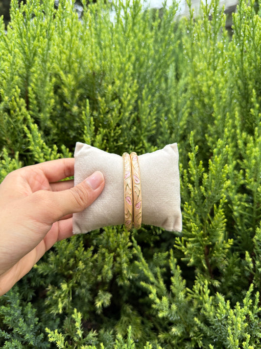Soft pink enamel bangle