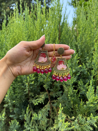 Rani pink jhumka & necklace set