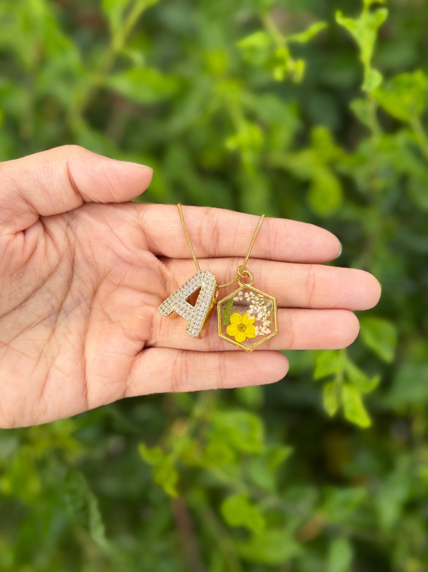 Golden bloom initial necklace