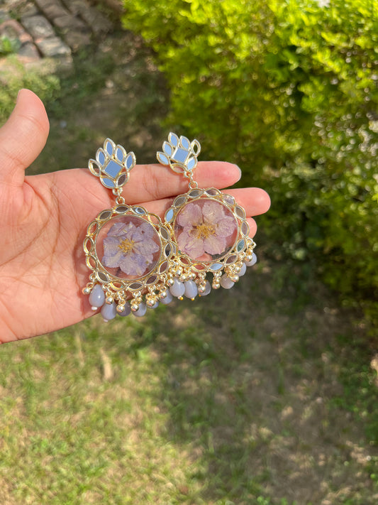 Elegant gray mirror jhumkas