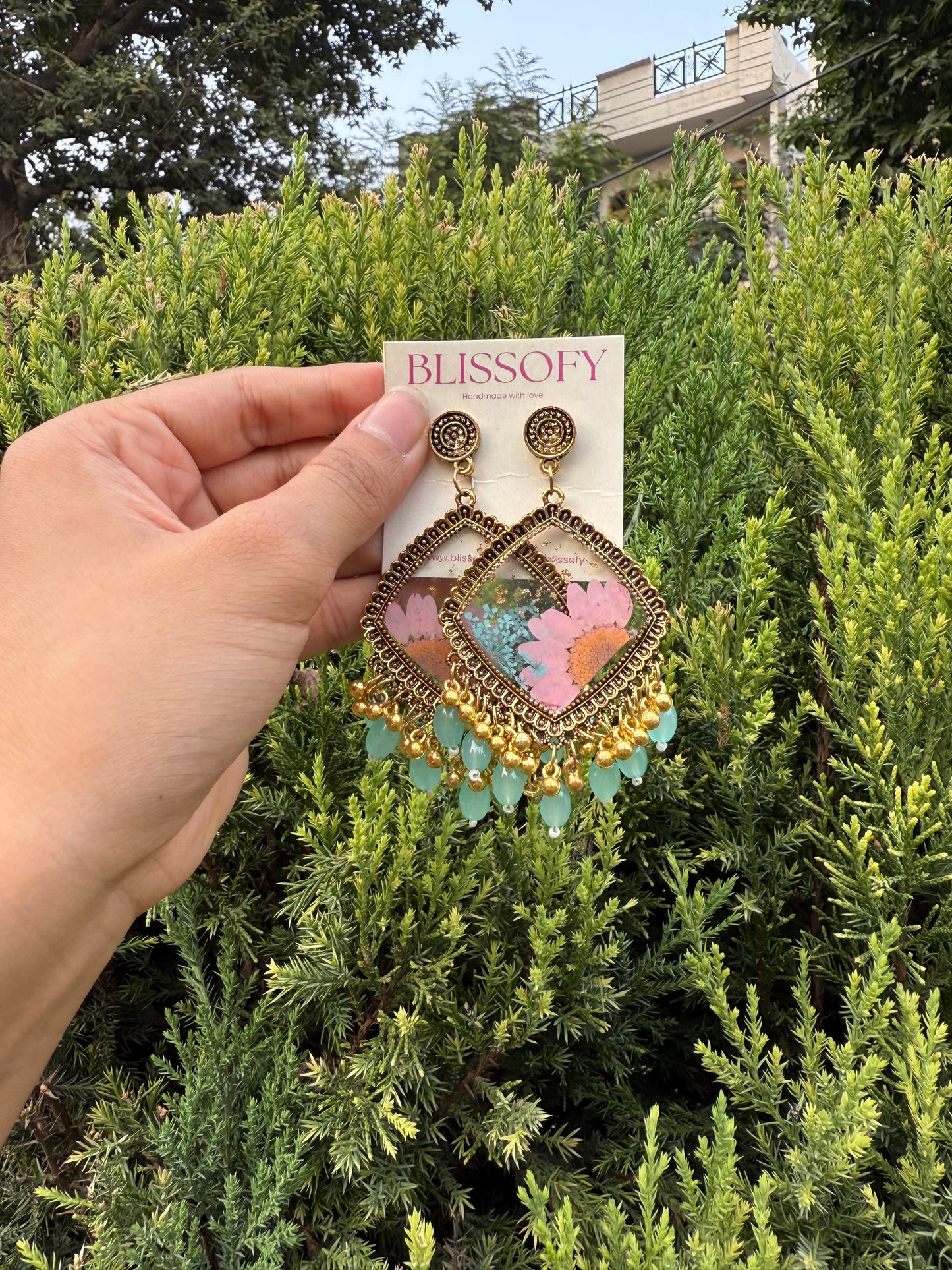 Elegant turquoise jhumkas