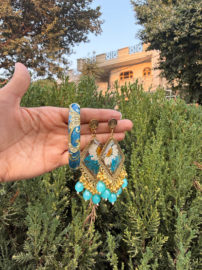 Blue fern jhumka & bangle