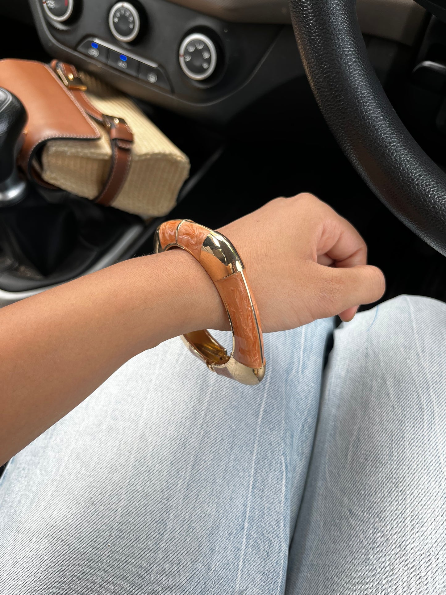 Luxe cubic orange bangle