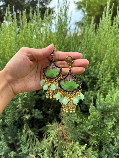 Green ghungroo jhumkas