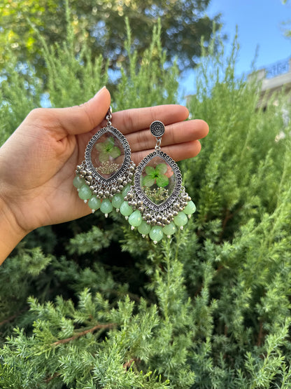 Green hydrangea jhumkas
