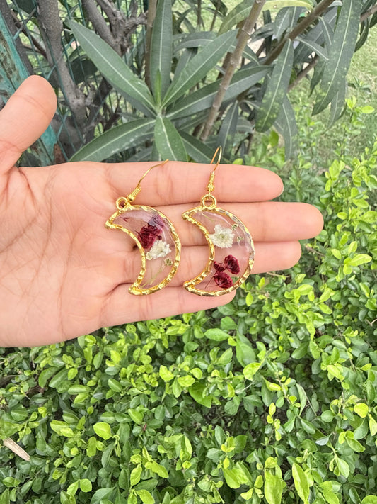 Crimson moon earrings