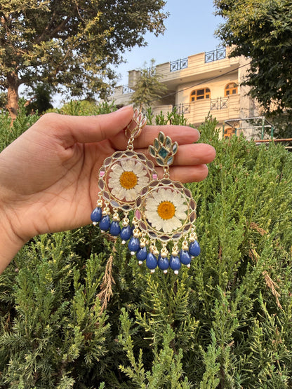 Elegant blue mirror jhumka