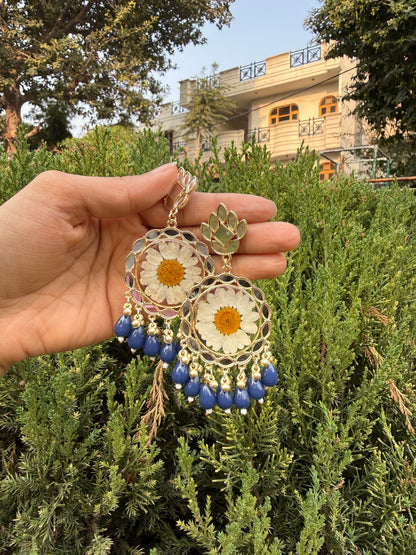 Elegant blue mirror jhumka