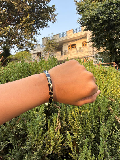 Black daisy jhumkas & bangle set