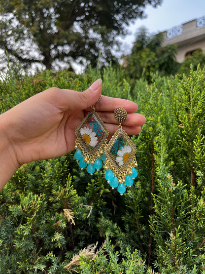 Blue fern jhumkas
