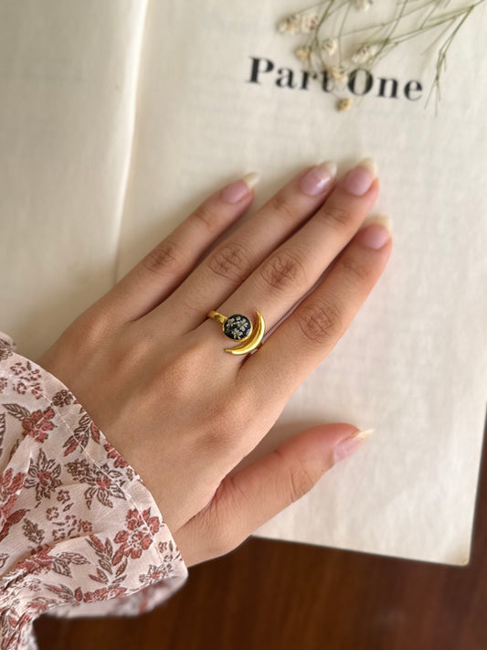 Midnight moon ring