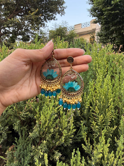Teal drop jhumkas