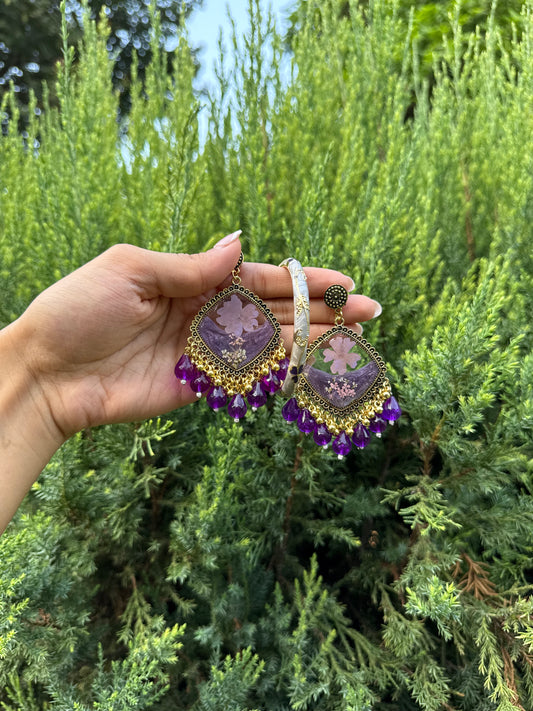 Lilac jhumka & bangle set