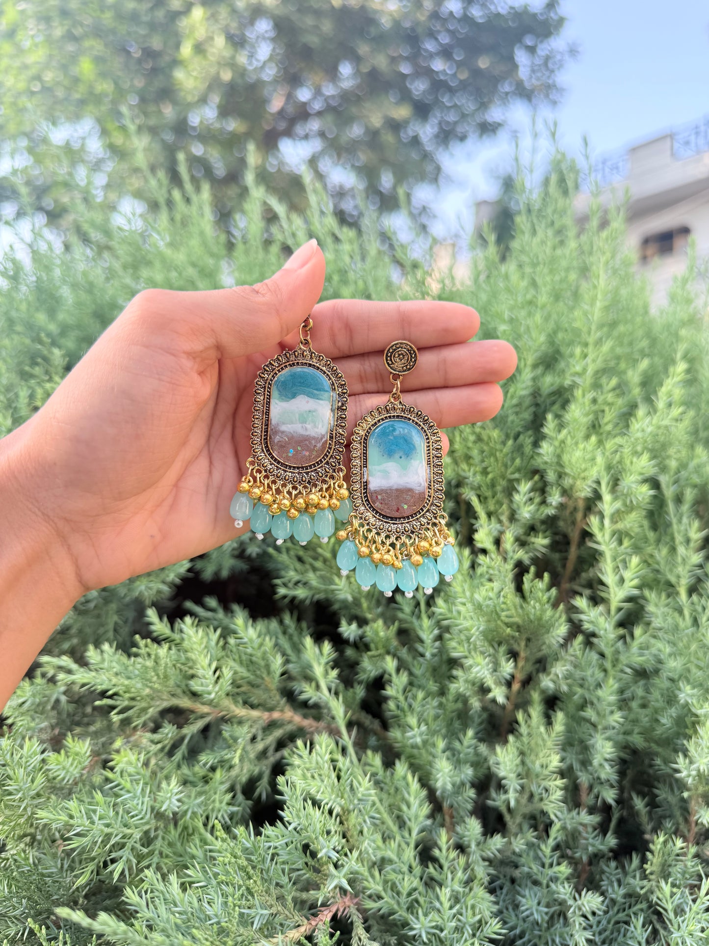 Ocean Jhumka & necklace