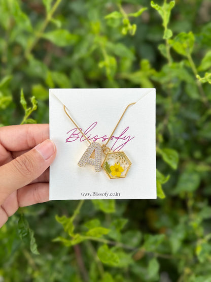 Golden bloom initial necklace