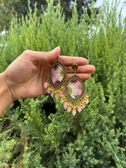 Pink larkspur jhumkas