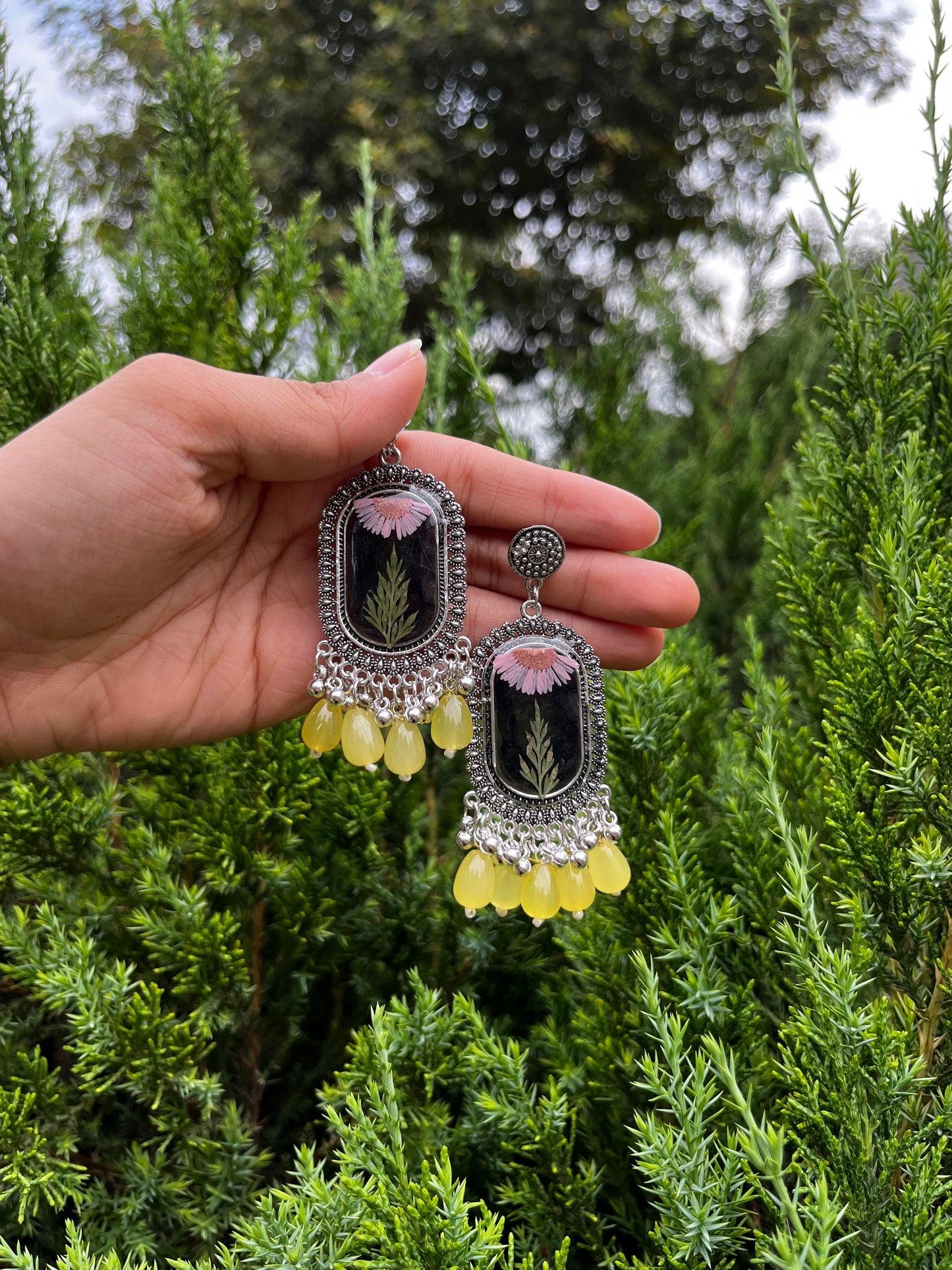 Lemon fern jhumka