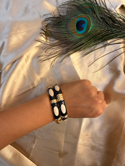 Gorg black enamel bangles