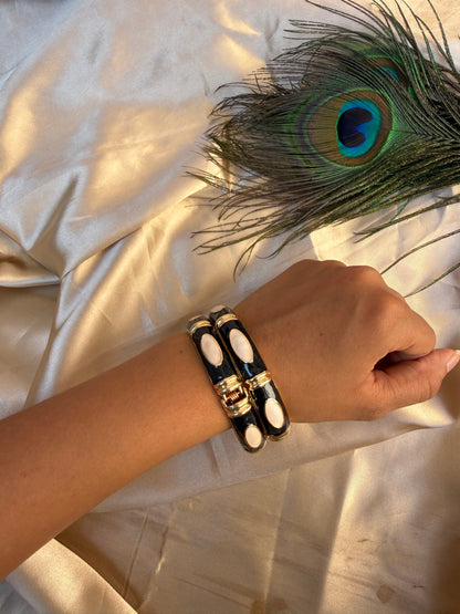 Gorg black enamel bangles