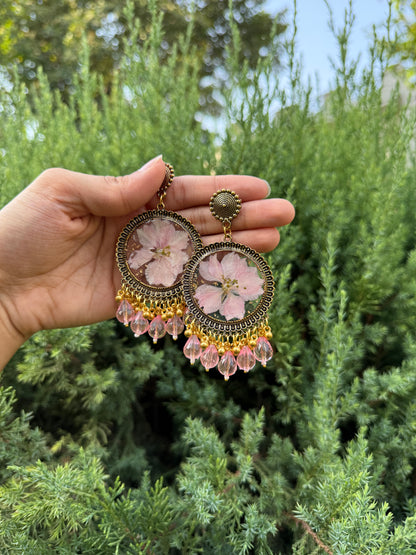 Pink larkspur Jhumka
