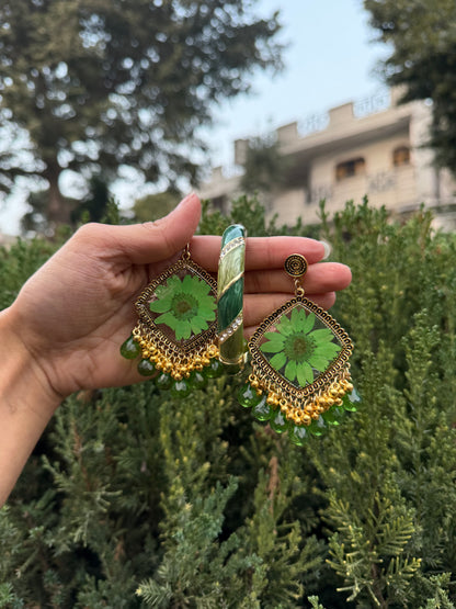Green jhumka & bangle pair