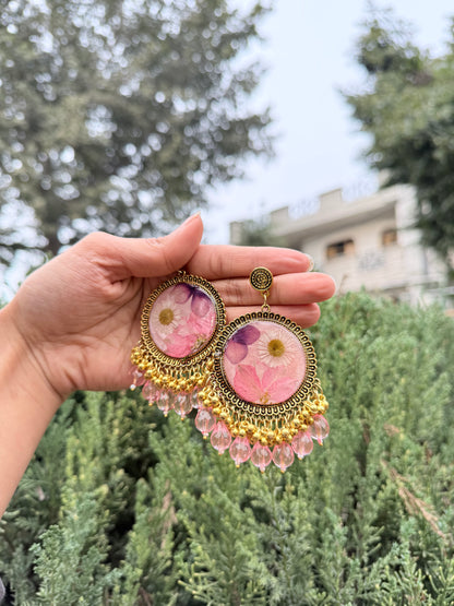 Pink fairy jhumkas