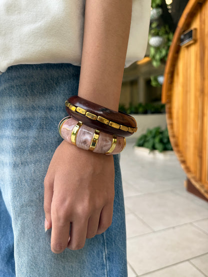Pink Wooden acrylic bracelet stack