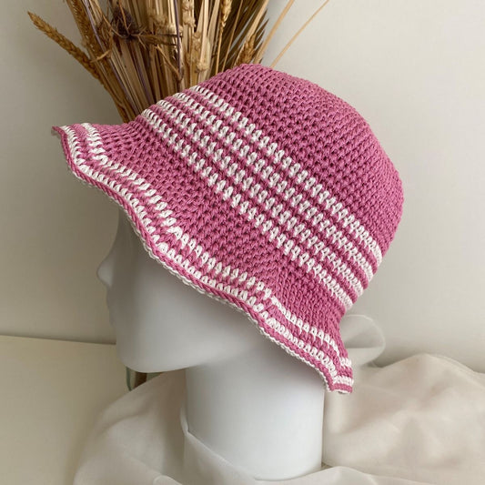 Pink pattern crochet hat
