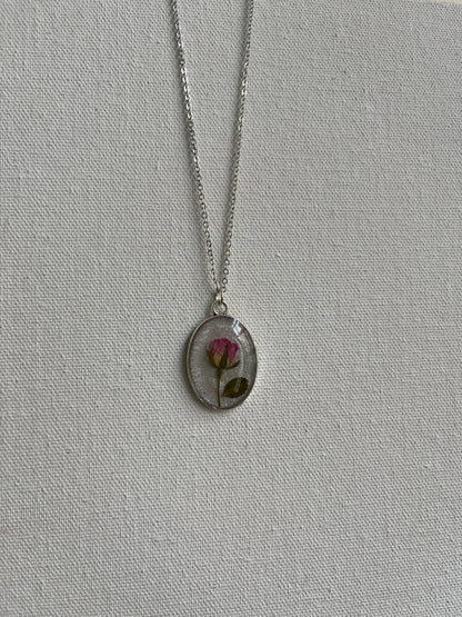 Vintage rose bud pendant