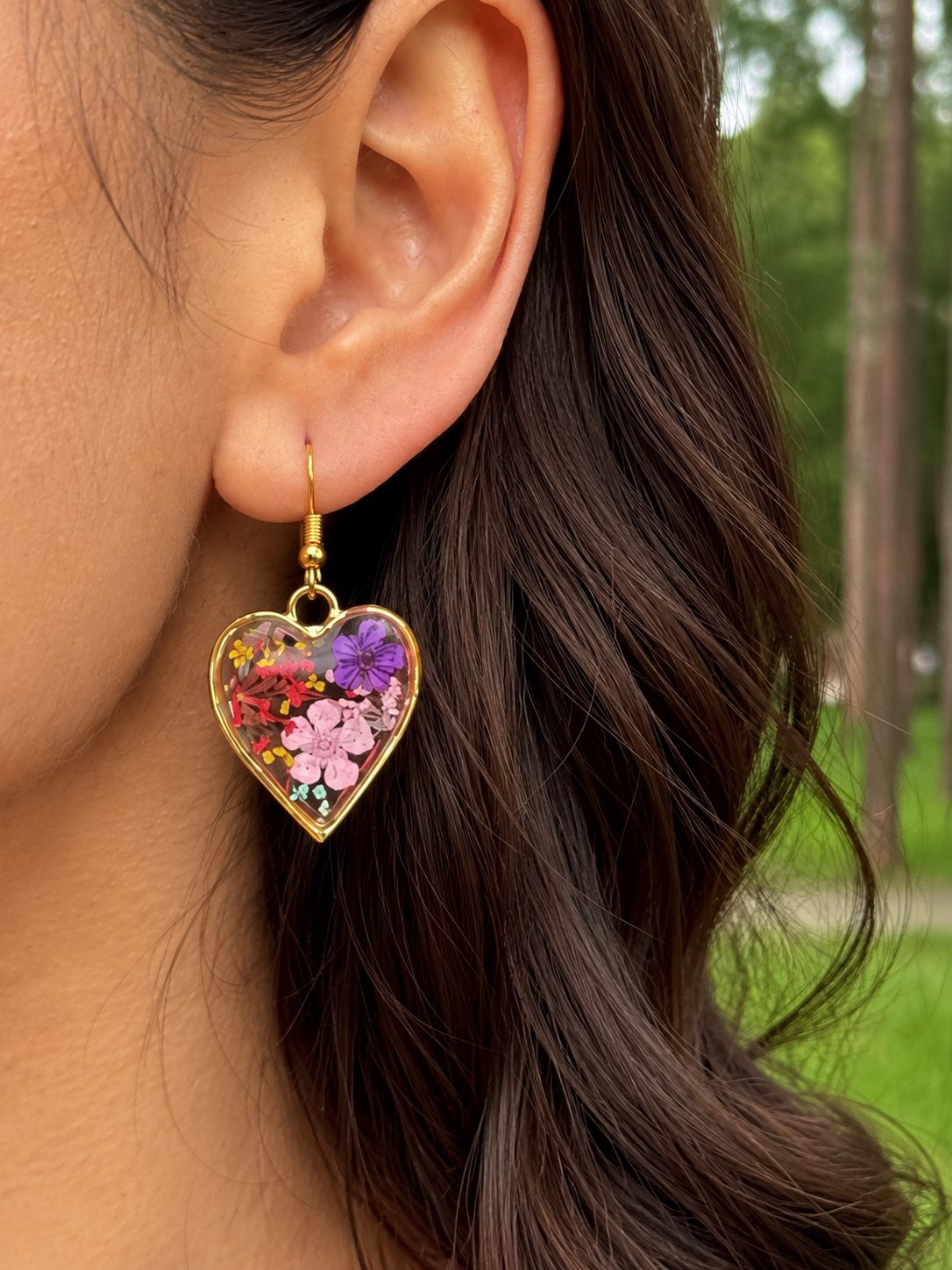 Heart flora earrings
