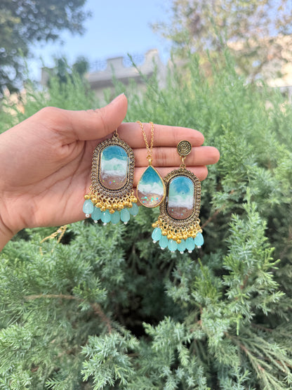 Ocean Jhumka & necklace