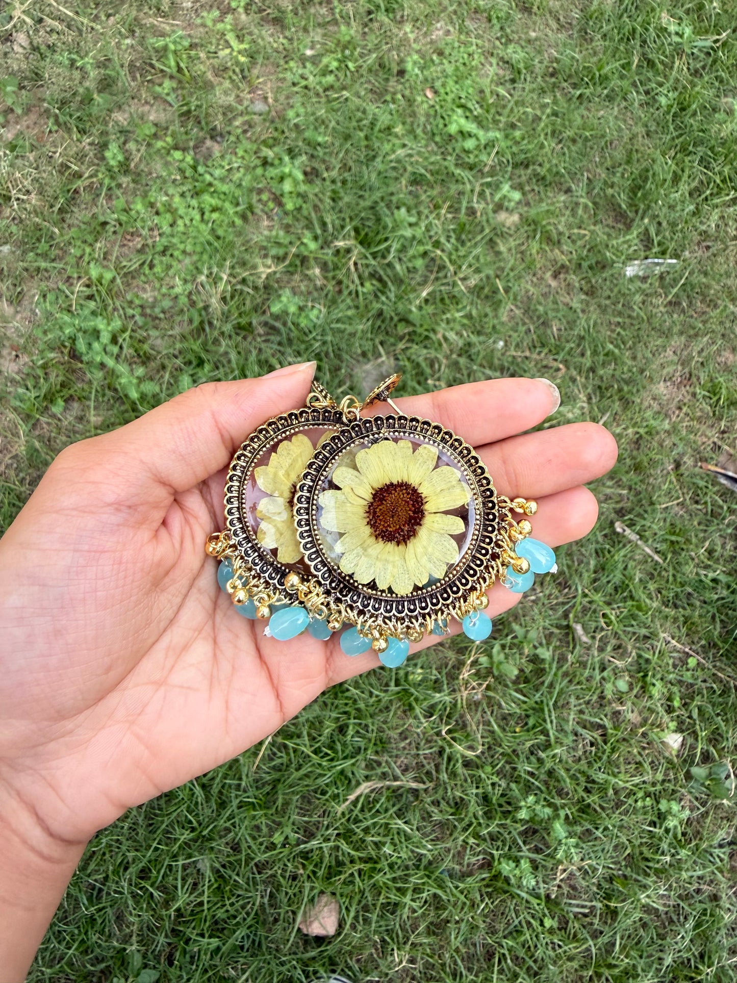 Real sunflower jhumkas