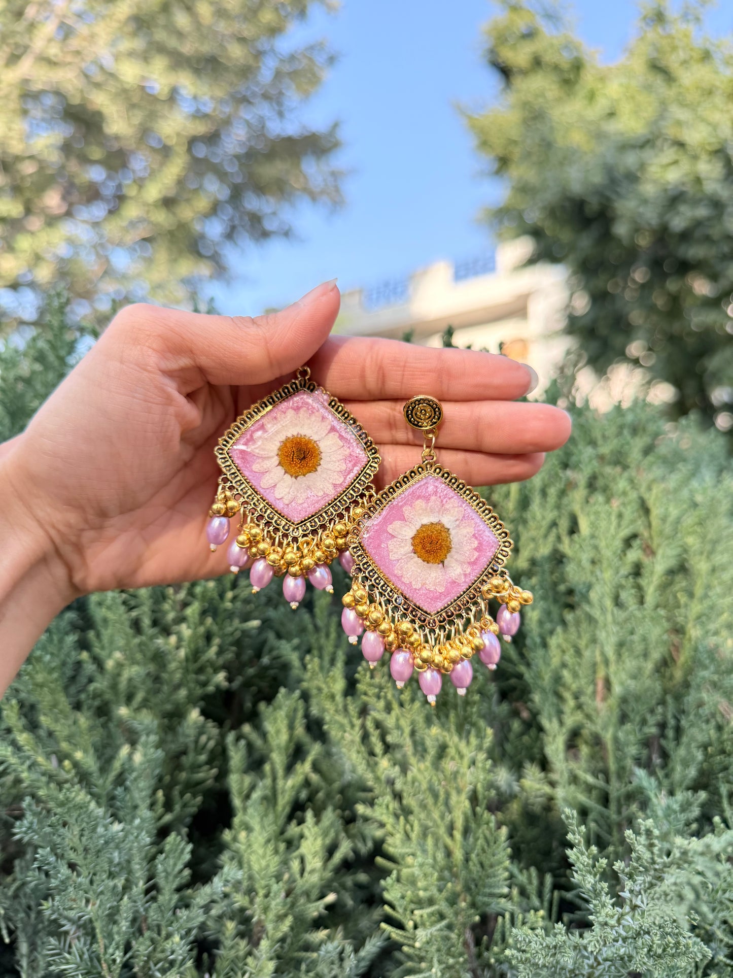 Pink bloom jhumka