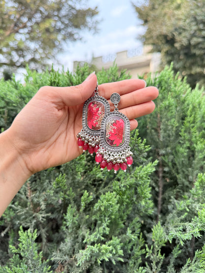 Red petal jhumka