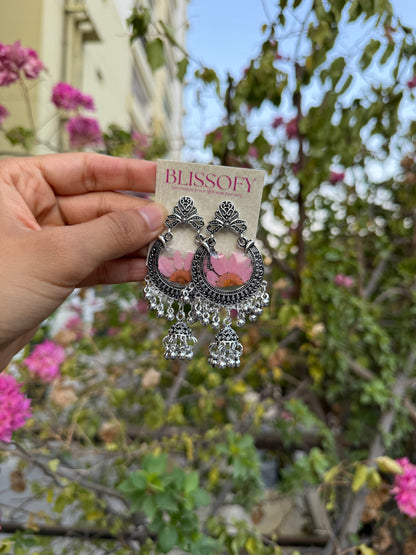 Oxidised daisy jhumkas