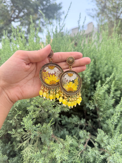 Yellow daisy jhumkas