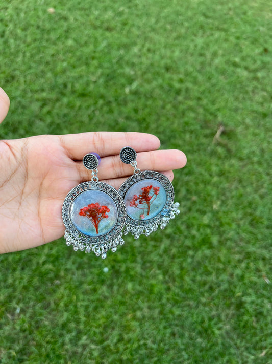 Handmade floral jhumkas