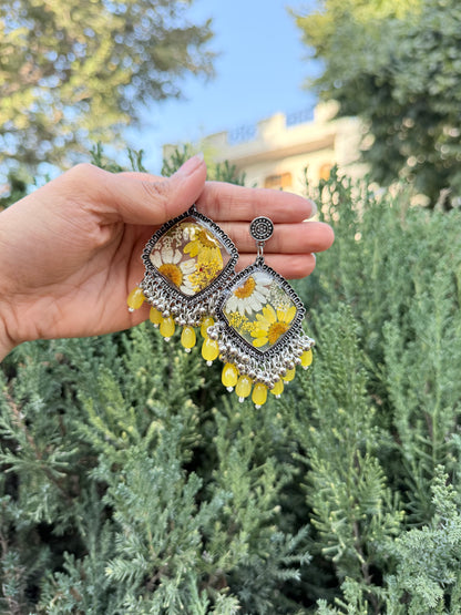 Royal yellow daisy jhumka