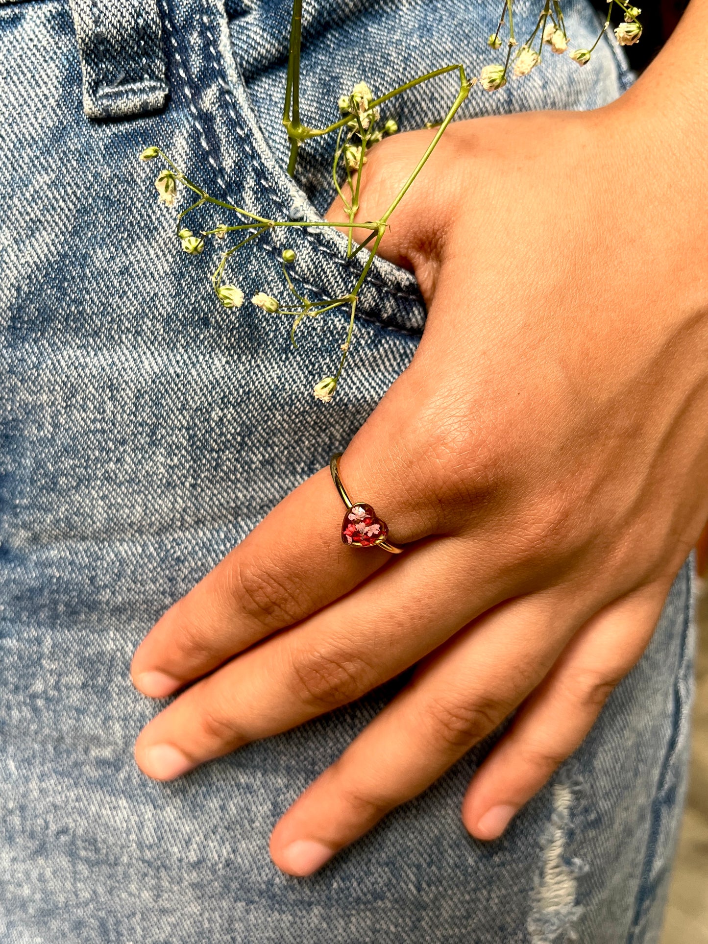 Pink heart ring