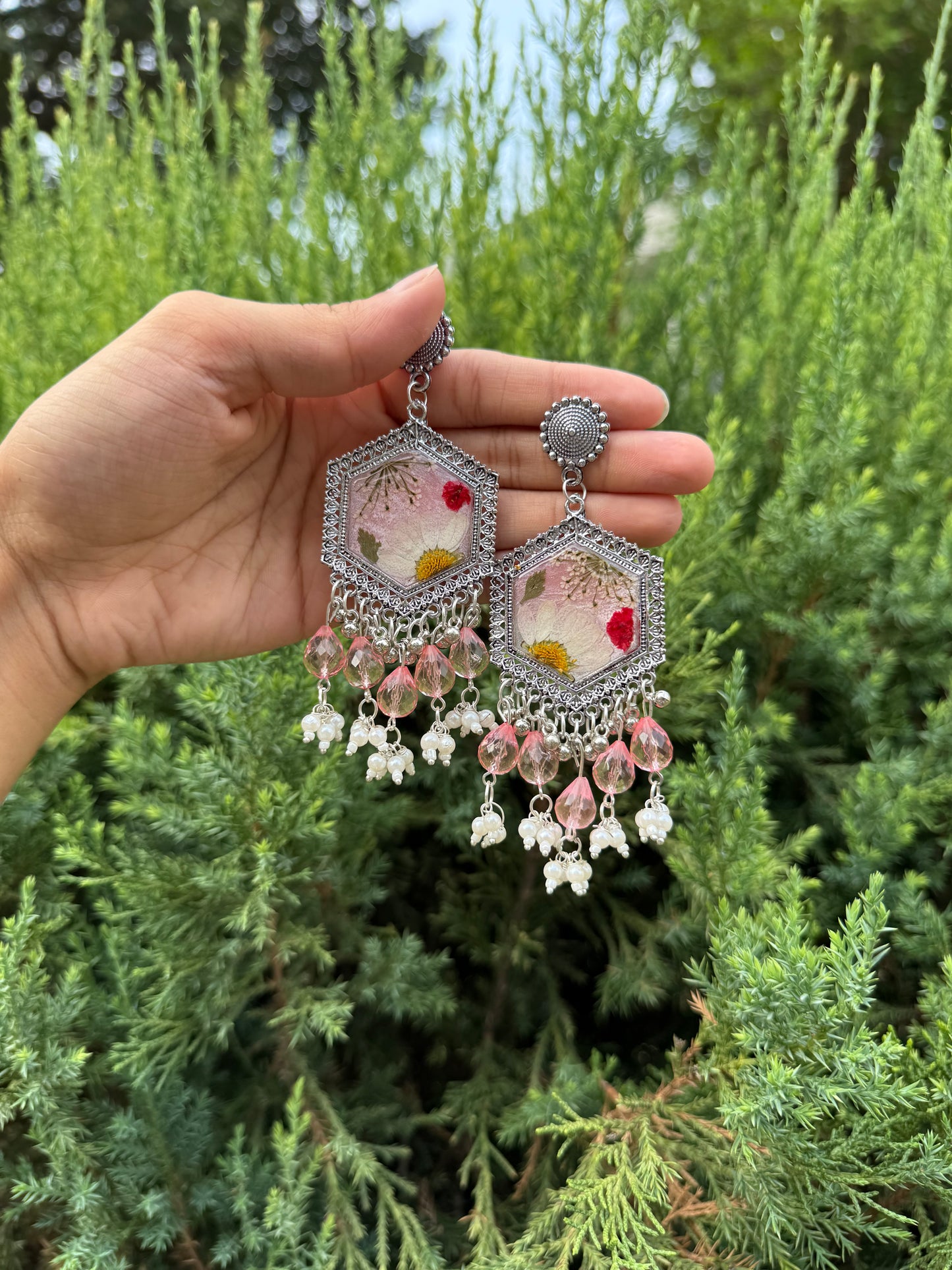 Snow daisy jhumkas