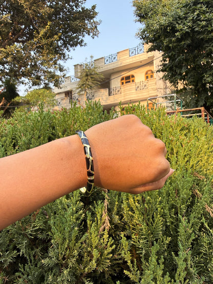 Black daisy jhumkas & bangle set