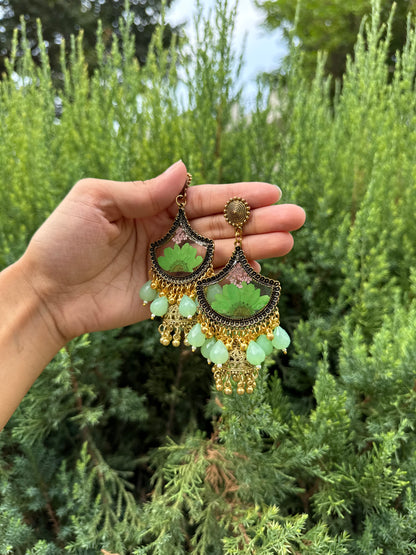 Green ghungroo jhumkas